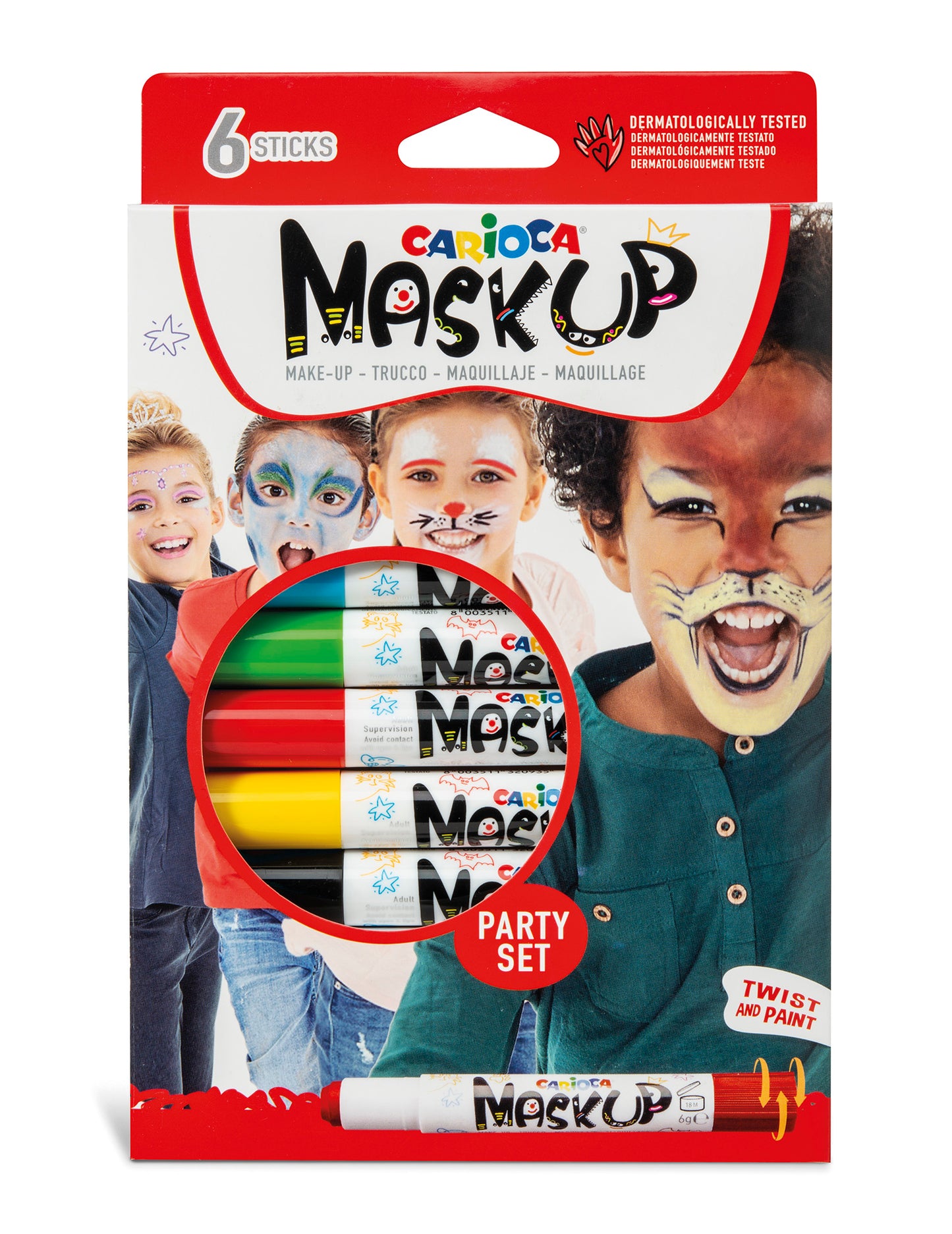 Carioca Ansiktssmink | 6-pack Twist-Pennor | Barn