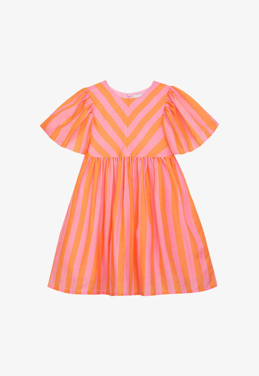 Klänning | DLILOU | Rosa/Orange mönstrad