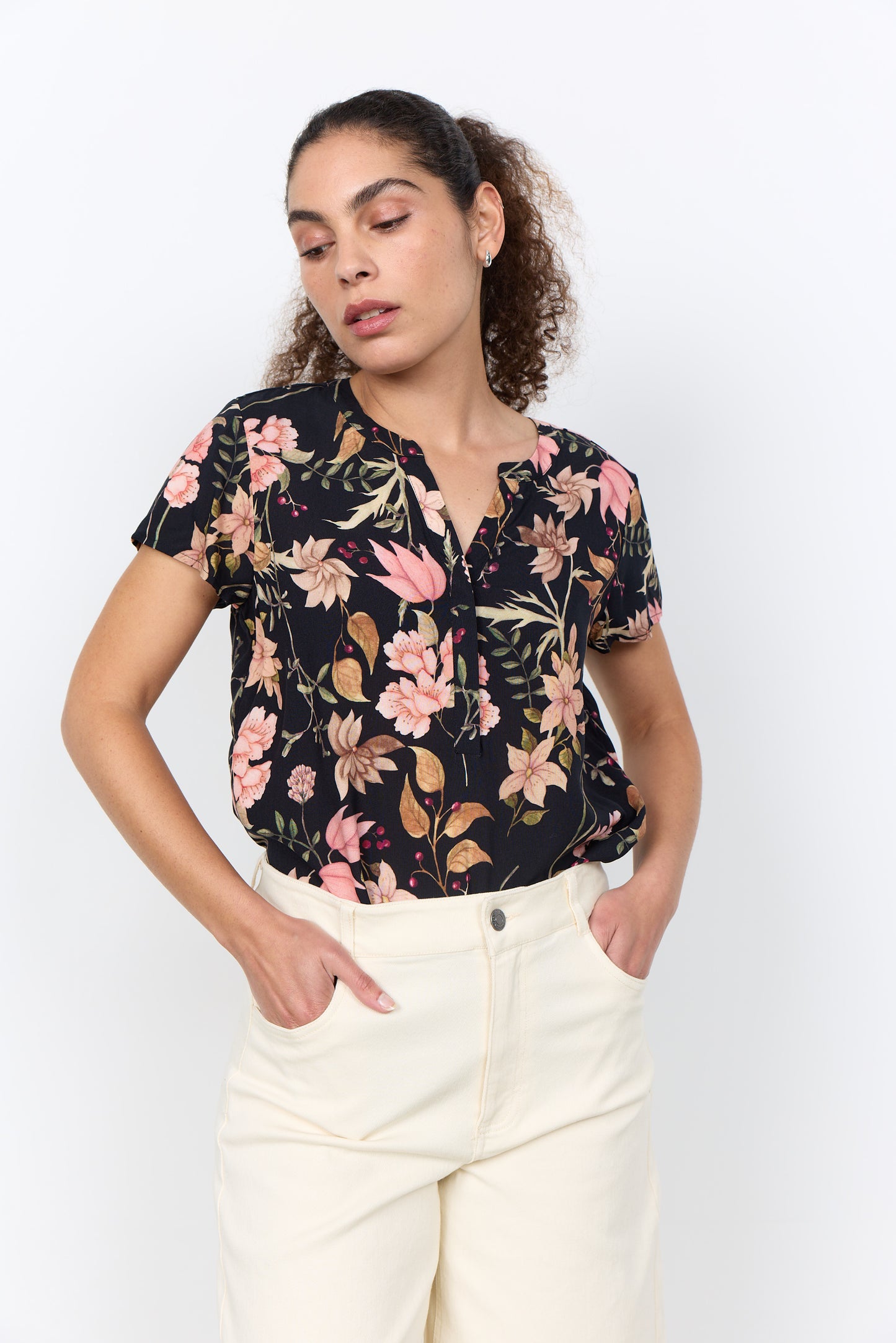 Blus | SC-Grace 1 | Mörk blommig