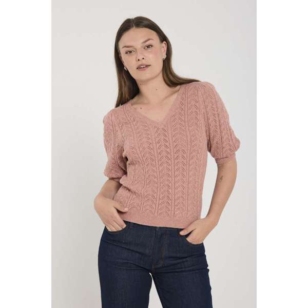Stickad T-shirt | FQ-Clarry | Rosa