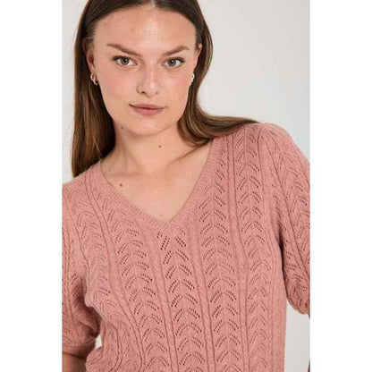 Stickad T-shirt | FQ-Clarry | Rosa