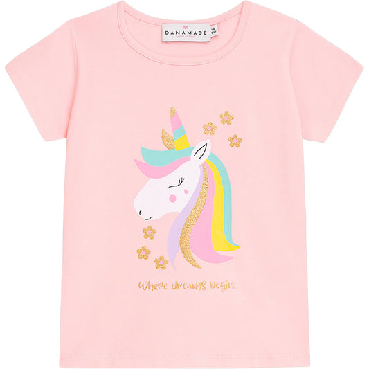 T-shirt | DCAROLINE | Rosa med enhörning
