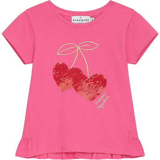 T-shirt | DISABEL | Rosa med körsbär