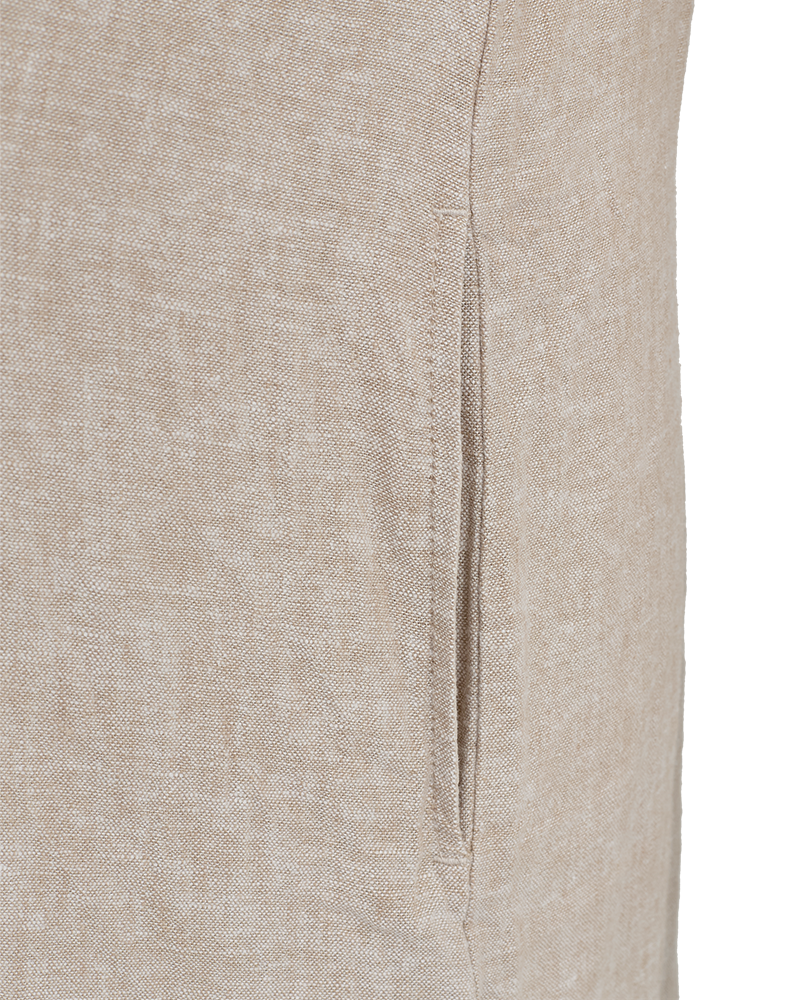 Linneklänning | FQ-Lava | Kort m rundad halsringning | Beige