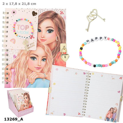 Topmodel | Dagbok m lås o armband