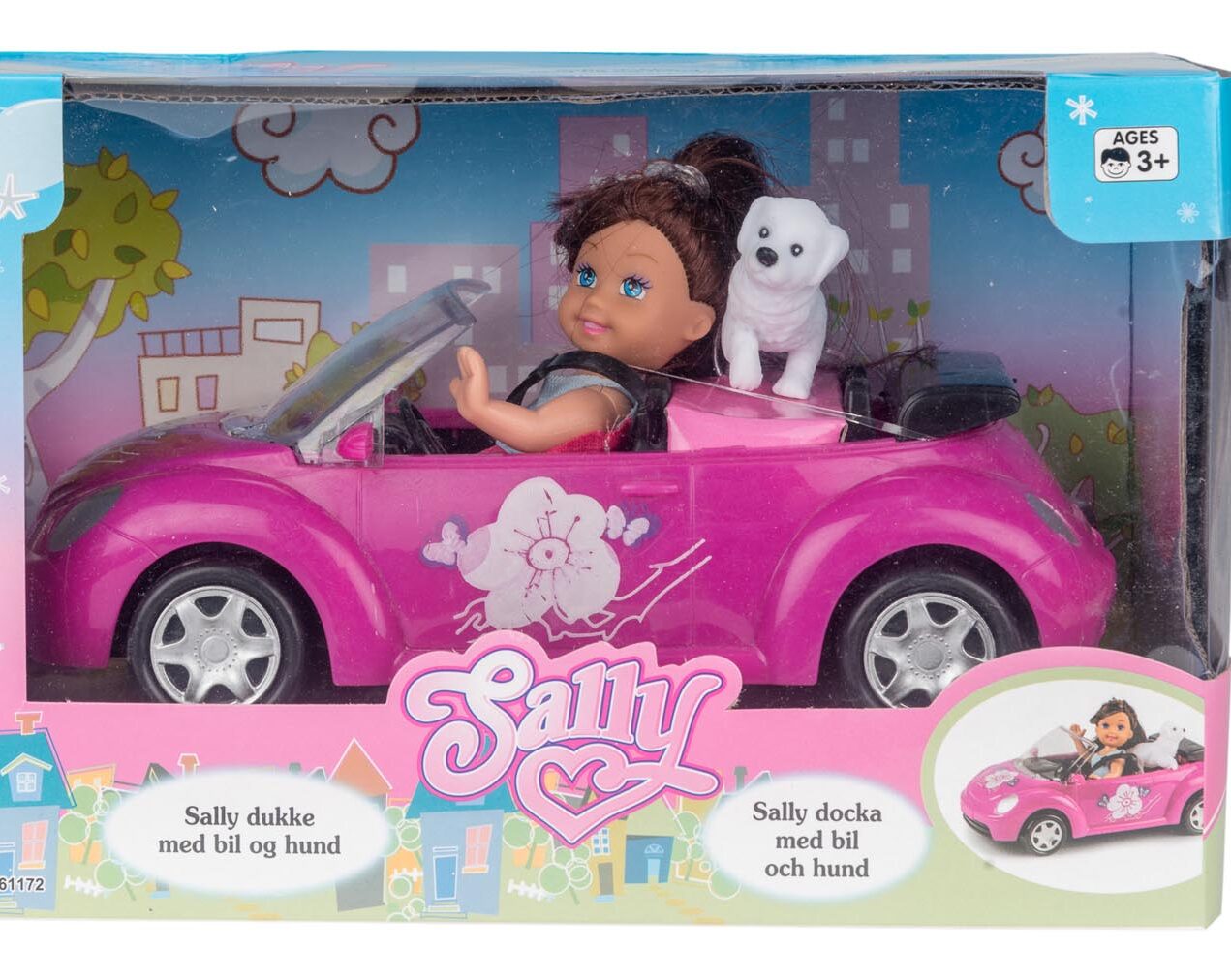 Sally docka med bil och hund