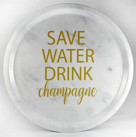 bricka save water champagne marmor